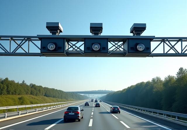 A motorway toll enforcement camera system in the Czech Republic.